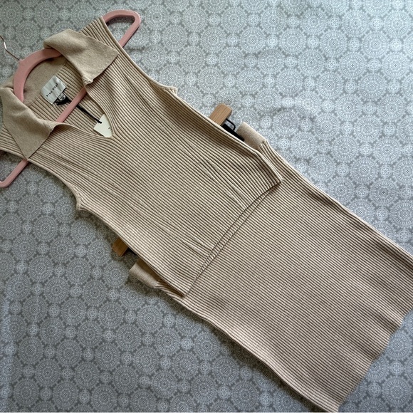 Pink Rose Ribbed Knit Collared Sweater Top & Skirt Set Size M NWT - Picture 4 of 11